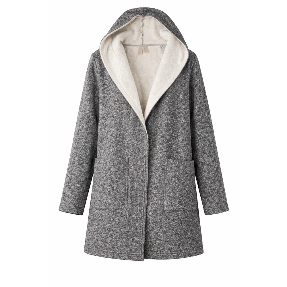 Forever 21 Exclusive Gray Salt and Pepper Marled Open Front Hooded Cardigan L